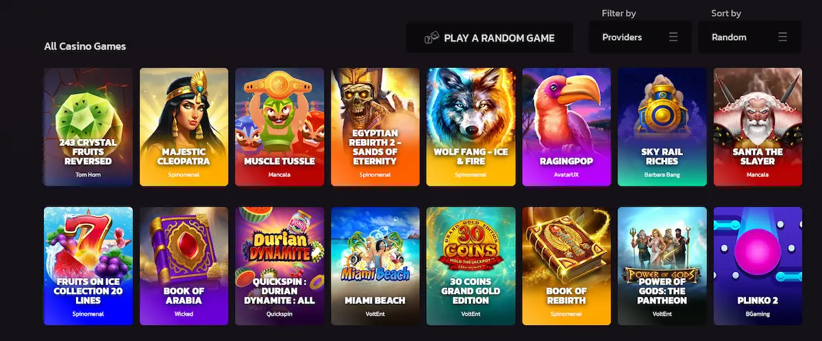 Slots-Auswahl im Beturo Casino mit Titeln von Pragmatic Play und NetEnt